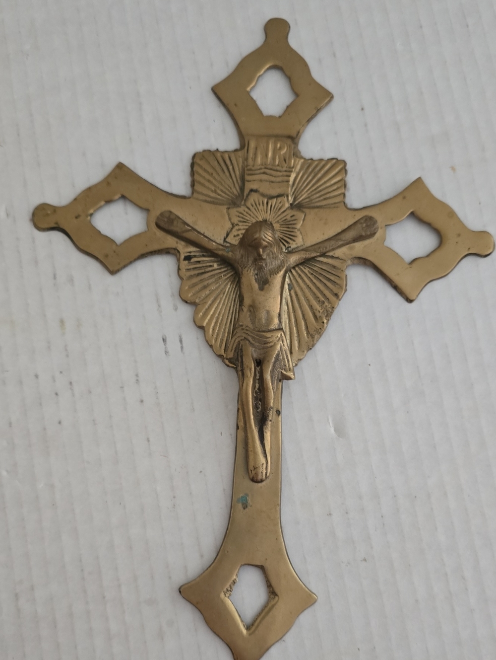 Vintage Solid Brass Crucifix Cross Wall Hanging From India - Picture 16 of 16